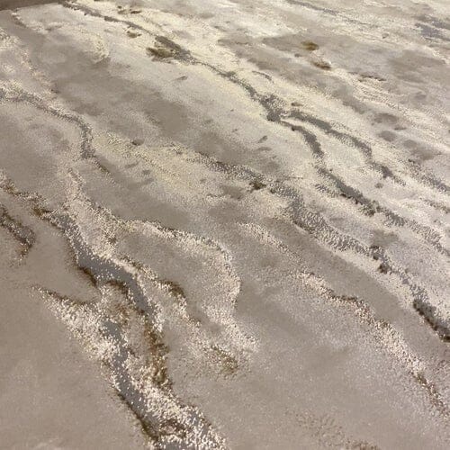 Astoria Cream & Metallic Gold Marble Velvet Rug Rug 