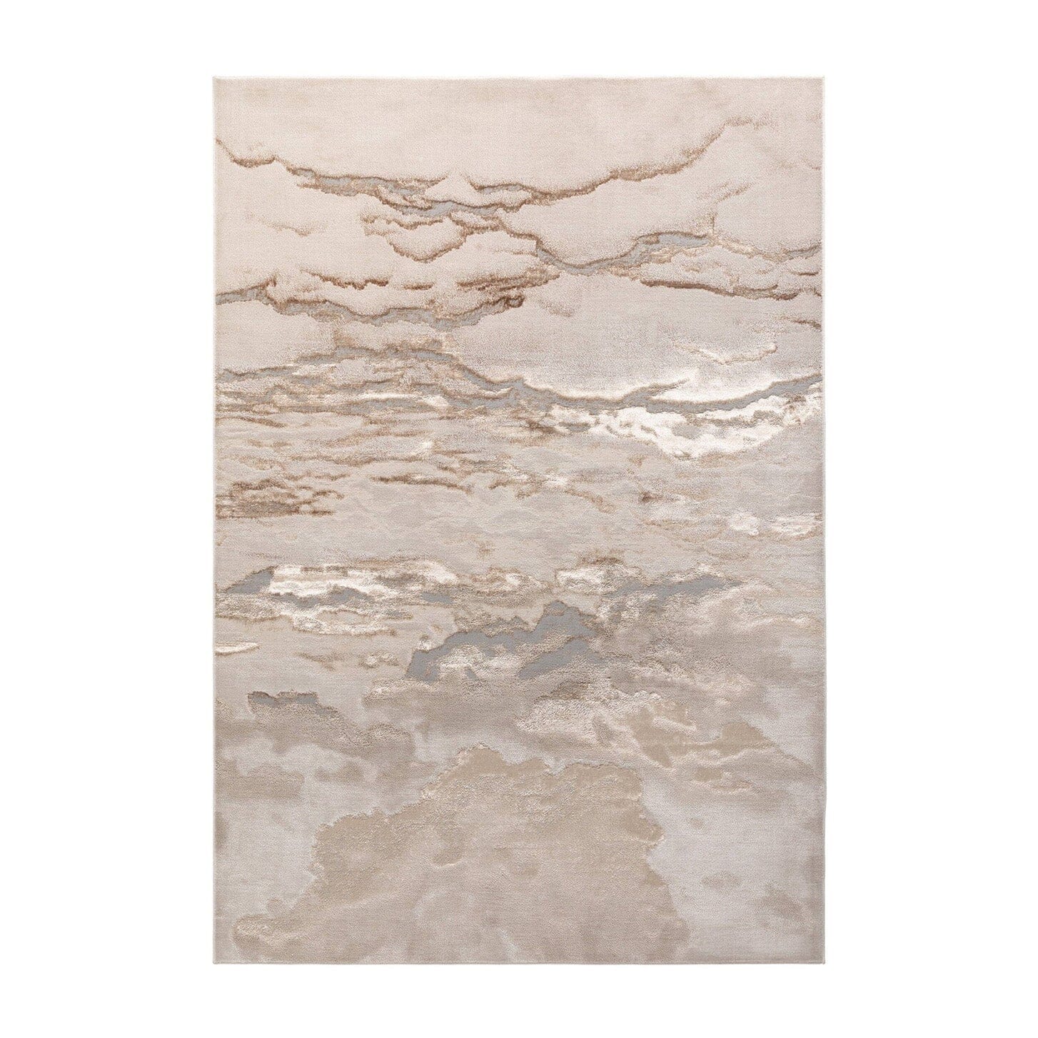 Astoria Cream & Metallic Gold Marble Velvet Rug Rug 
