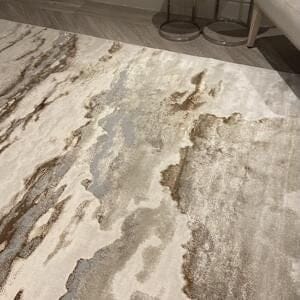 Astoria Cream & Metallic Gold Marble Velvet Rug Rug 