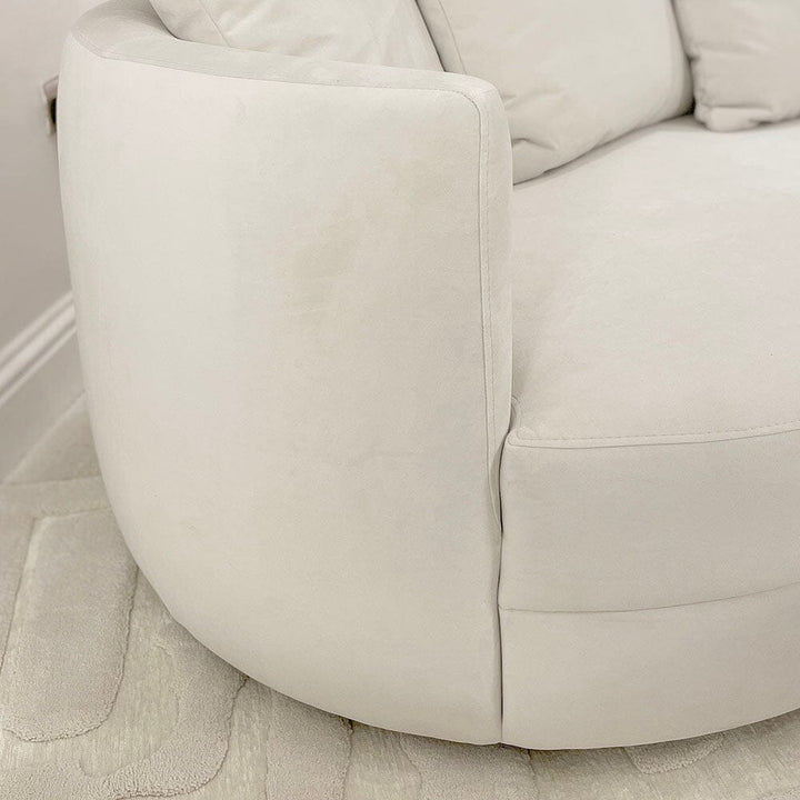 Ayla Cream Velvet Pillow Back Curved Chaise End Sofa Made to Order Sofa 