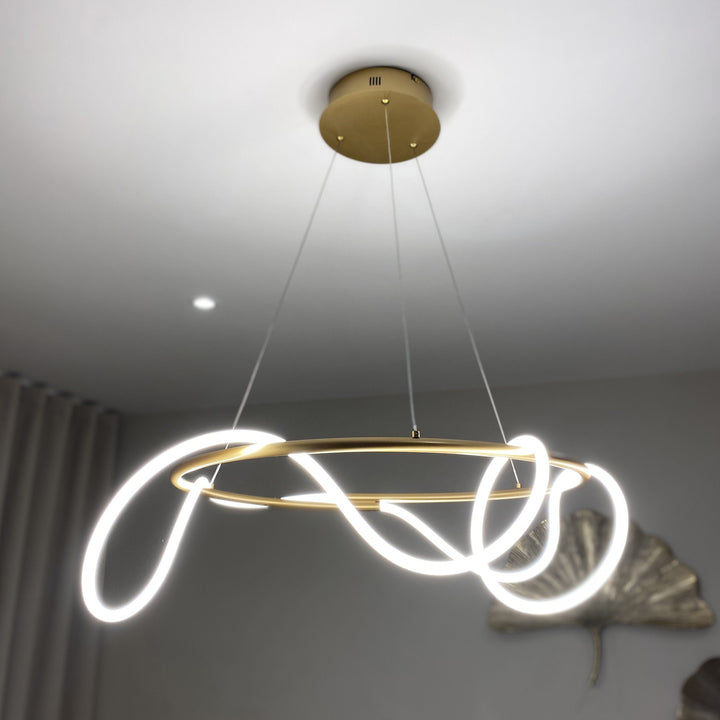 Azariah Gold Abstract Round Pendant Ceiling Light Lighting 