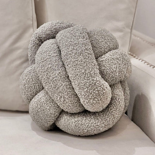 Bailey Grey Boucle Knot Cushion Bedding 