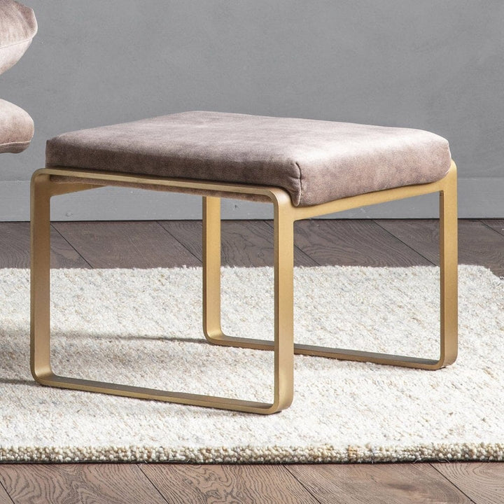 Baltora Mushroom & Gold Upholstered Footstool Chair 