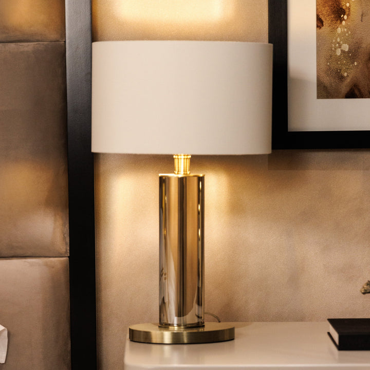 Baroness Medium Solid Glass & Gold Table Lamp Lighting 