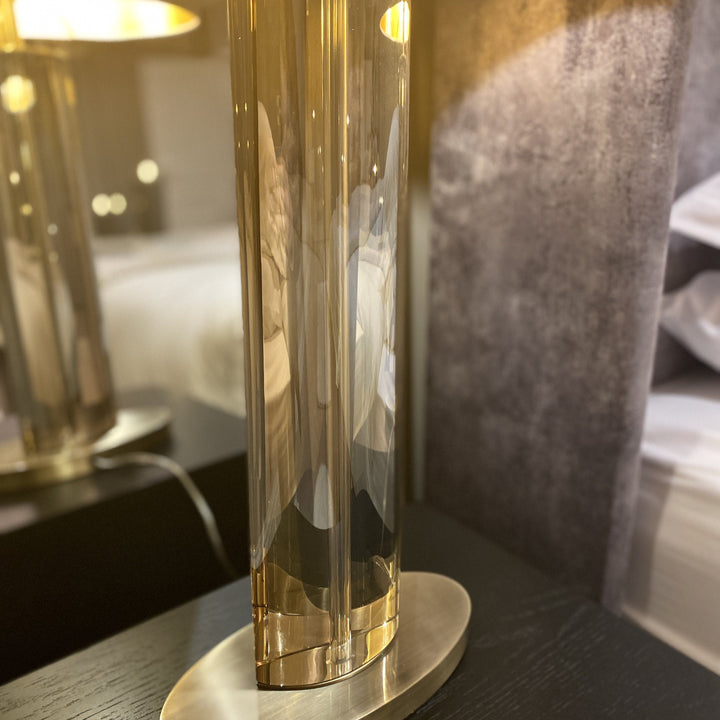 Baroness Medium Solid Glass & Gold Table Lamp Lighting 