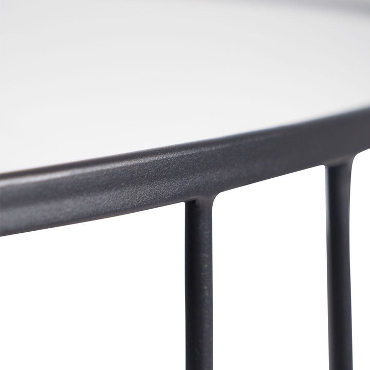 Barrafina Black Metal Half Moon Console Table with Mirrored Top Furniture 