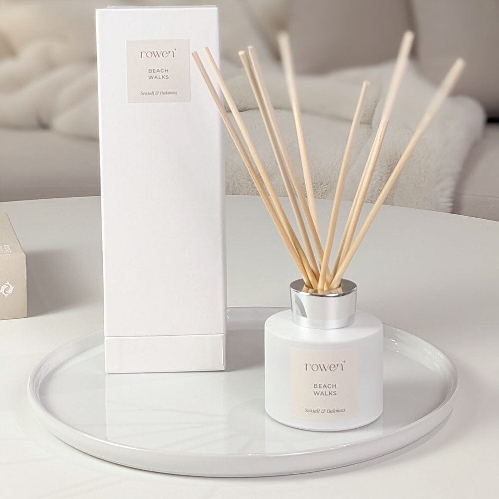 Beach Walks White & Silver Reed Diffuser - Sea Salt & Oakmoss Fragrance 