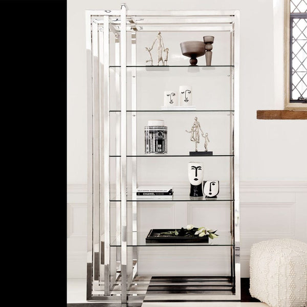 Beadnell Premium Silver & Glass Display Unit Furniture 