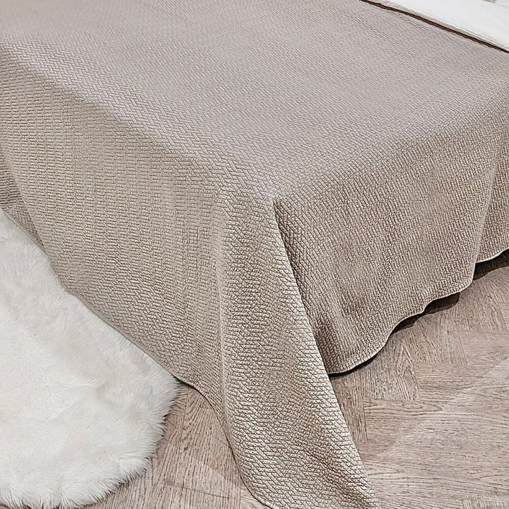 Bella Taupe Stitched Bedspread - 240 x 260cm Bedding 