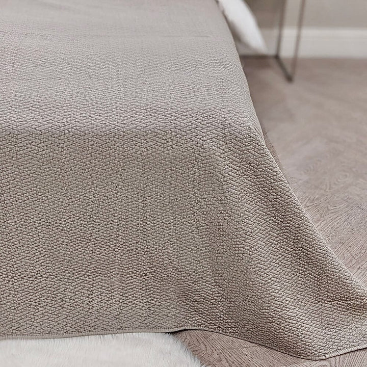 Bella Taupe Stitched Bedspread - 240 x 260cm Bedding 