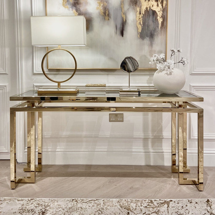 Belvedere Premium Pale Gold Console Table Furniture 