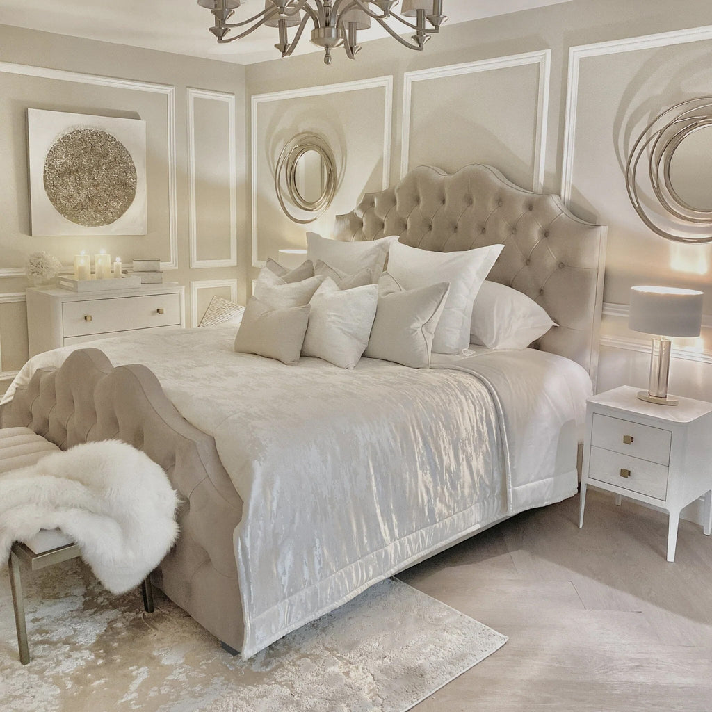 Belvoir Pebble Luxury Curved Velvet Bed
