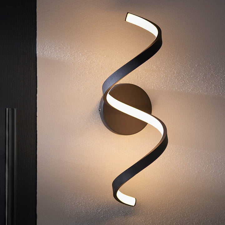 Black LED Twisted Outdoor Wall Light Lighting 