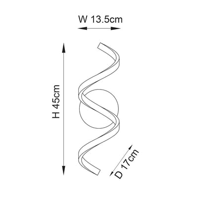 Black LED Twisted Outdoor Wall Light Lighting 
