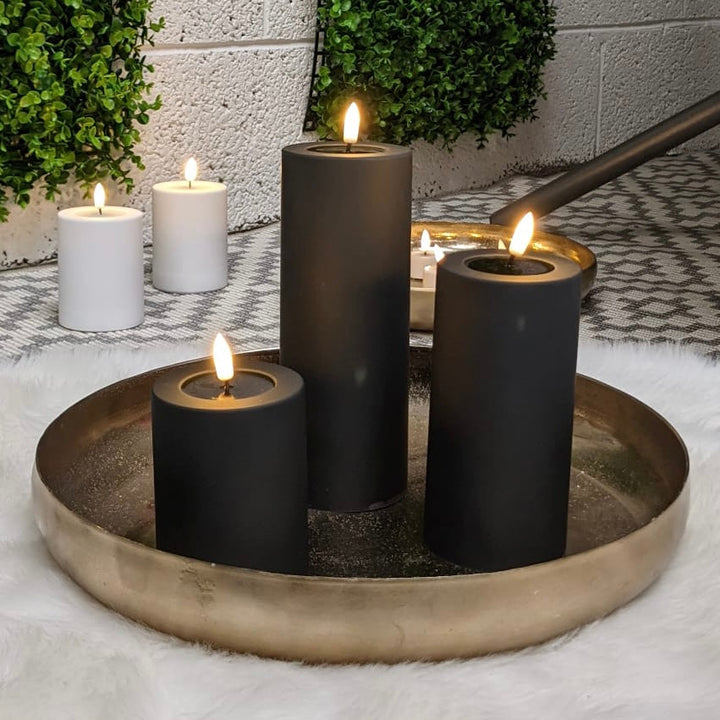 Black Outdoor LED Candle - 20cm Garden 