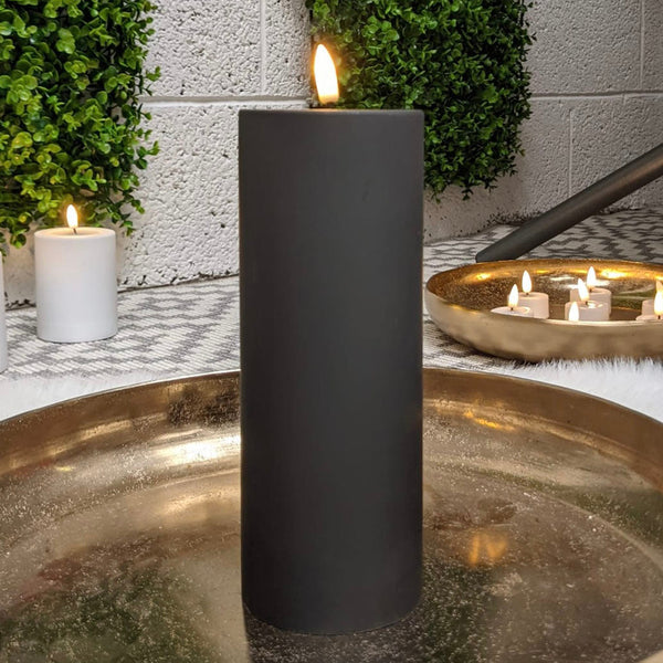 Black Outdoor LED Candle - 20cm Garden 