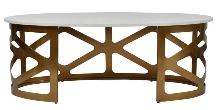 Brantley Premium Geometric Marble & Bronze Coffee Table Coffee Table 