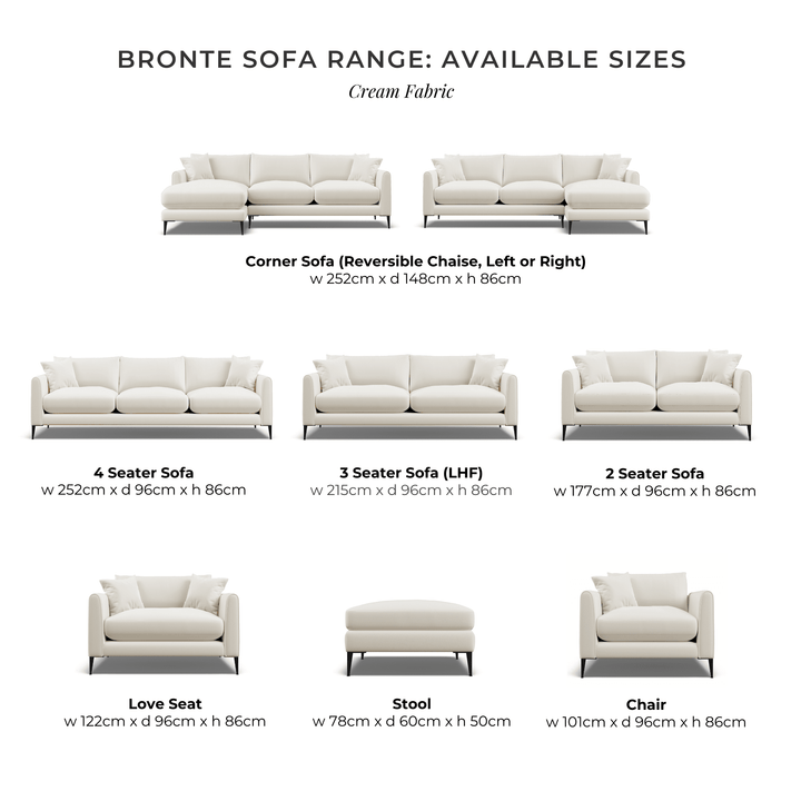 Bronte Cream Velvet Sofa Range, With Black Metal Leg MTO Sofa 
