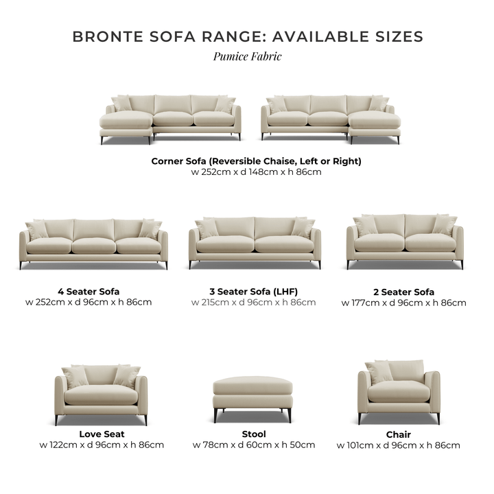 Bronte Pumice Beige Velvet Sofa Range, With Black Metal Leg MTO Sofa 