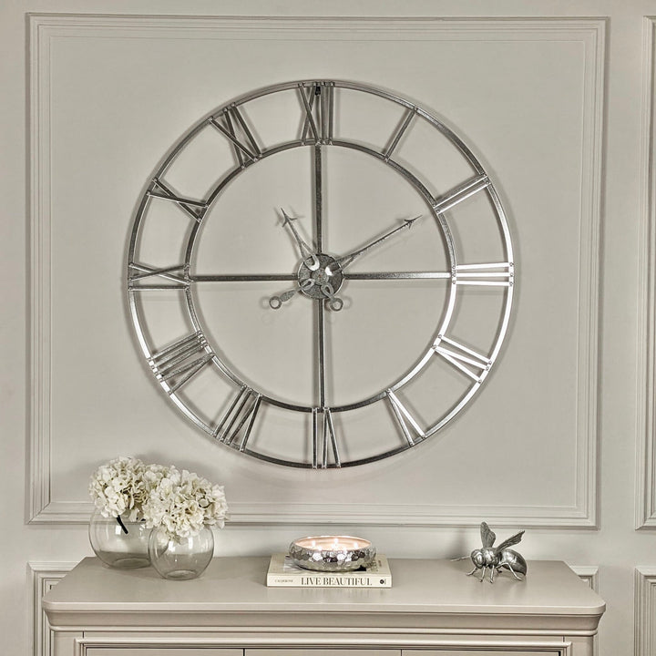 Bruntsfield Large Silver Skeleton Wall Clock Accessories 