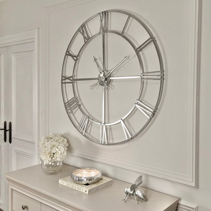 Bruntsfield Large Silver Skeleton Wall Clock Accessories 
