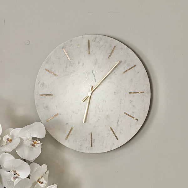 Brynlee Marble & Gold Round Wall Clock Accessories 