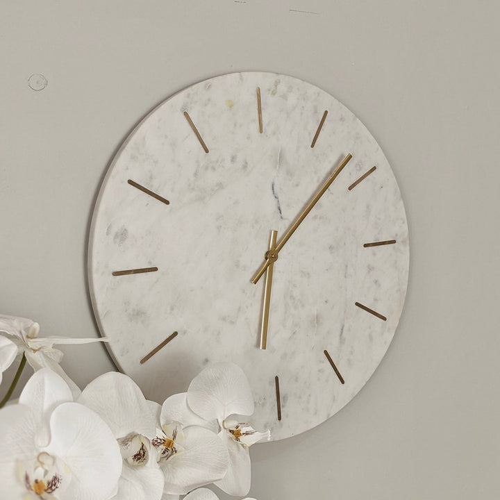 Brynlee Marble & Gold Round Wall Clock Accessories 