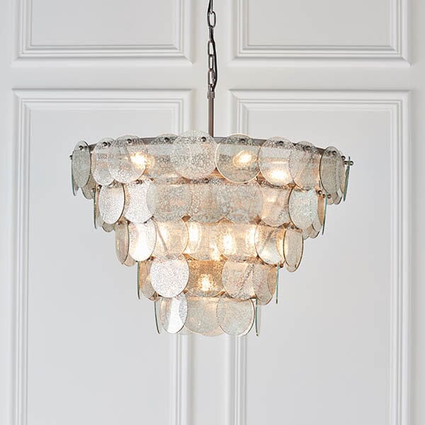 Candance Tiered Silver & Glass Chandelier Lighting 