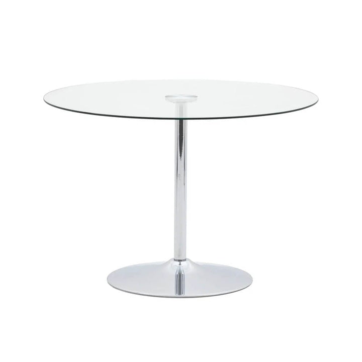 Canterbury Clear Glass & Silver Round Dining Table Table 