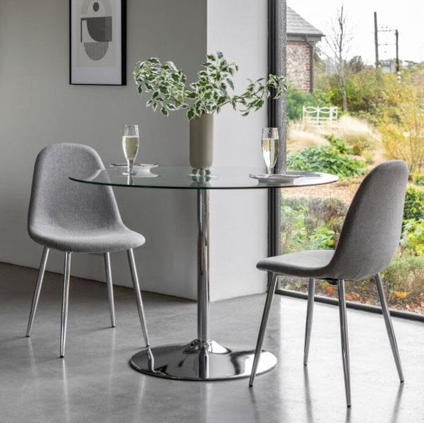 Canterbury Clear Glass & Silver Round Dining Table Table 