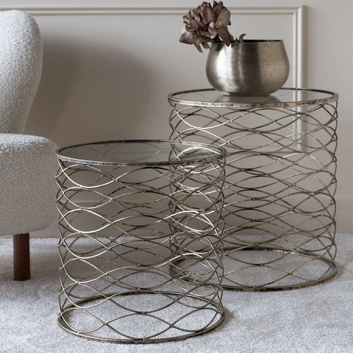 Capri Set of 2 Gold Nesting Side Tables End and Side Table 