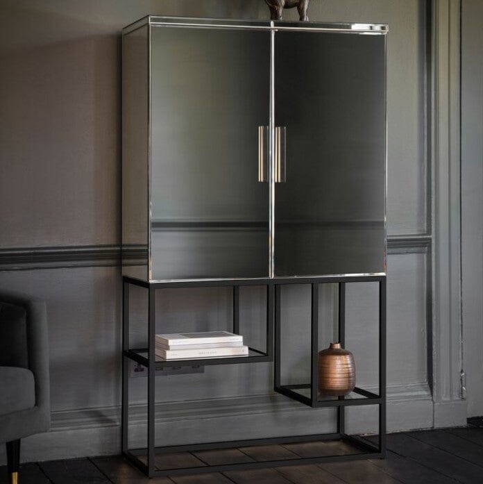 Carden Black & Mirrored Cocktail Cabinet Furniture 