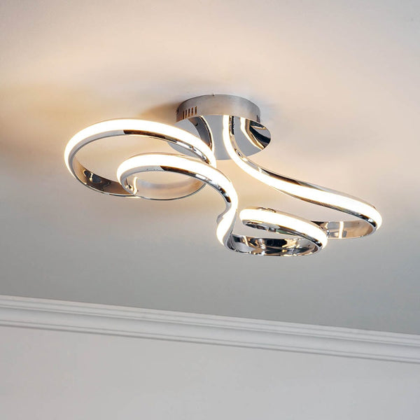 Ceratti Silver Semi Flush LED Ceiling Light Lighting 