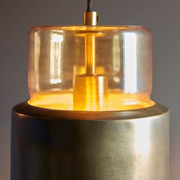 Cern Antique Brass & Glass Pendant Ceiling Light Lighting 