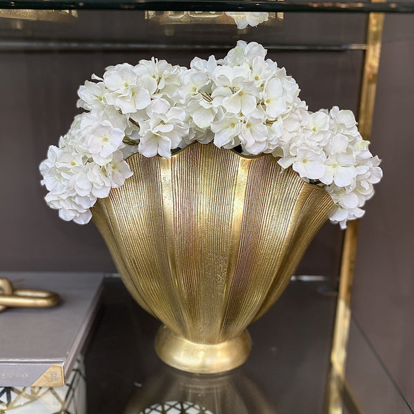 Chardonett Large Gold Metal Fluted Vase 