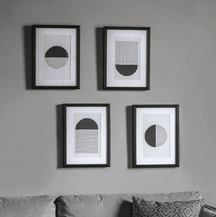 Cici Set of 4 Framed Monochrome Artwork - 30 x 40cm Art 