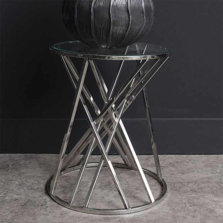 Clifton Silver Twist Round Side Table End and Side Table 