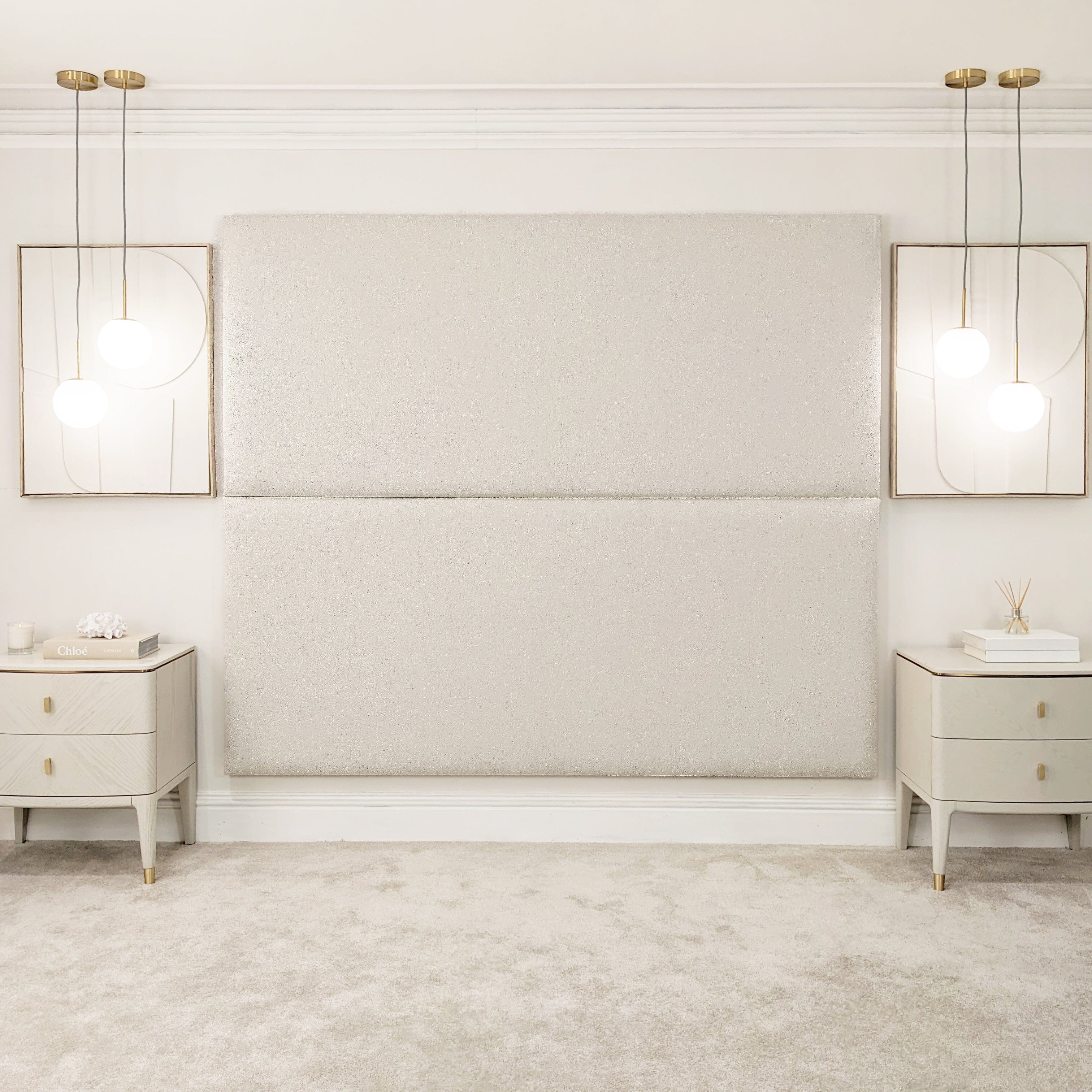 Cloud Boucle Double Width Upholstered Double Width Wall Hanging Headbo ...
