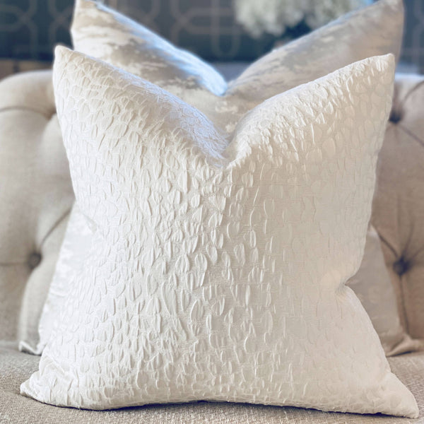 Cobble Ivory White Textured Scatter Cushion - 40 x 40cm