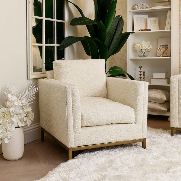 Coco Ivory Boucle Luxury Armchair Made to Order Sofa 
