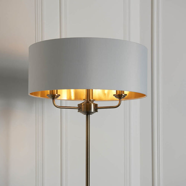 Coralia Brass 3 Light Floor Lamp with White Shade Lighting 