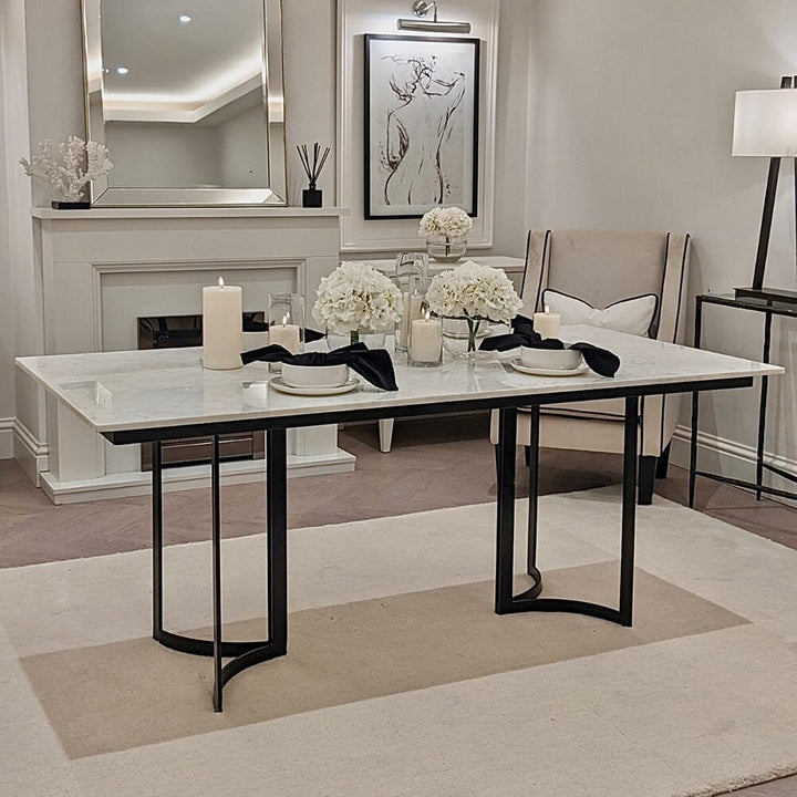 Corazi Marble and Black Dining Table Furniture 
