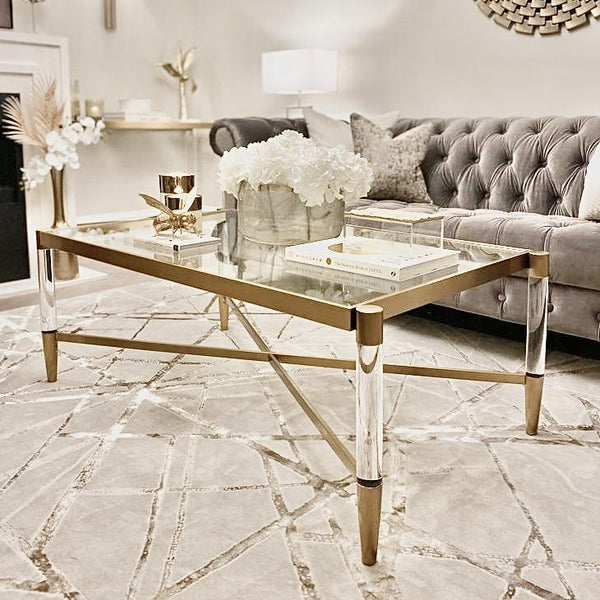 Corlia Gold Rectangular Coffee Table Furniture 