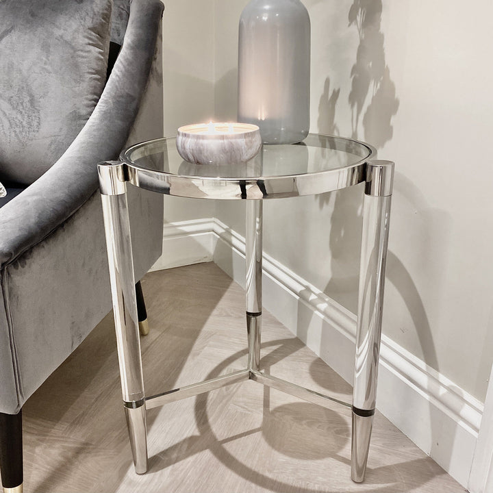Corlia Silver Round Side Table Furniture 