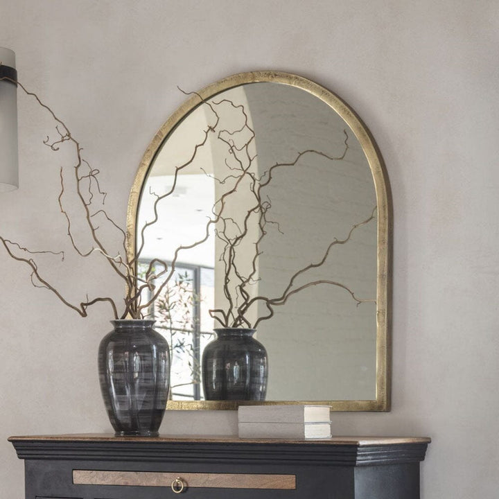Cowdray Arched Antique Brass Window Mirror Mirror 