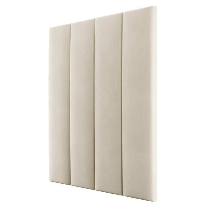 Cream Soft Velvet Individual Padded Upholstered Headboard Wall Panel - 45cm Headboard 