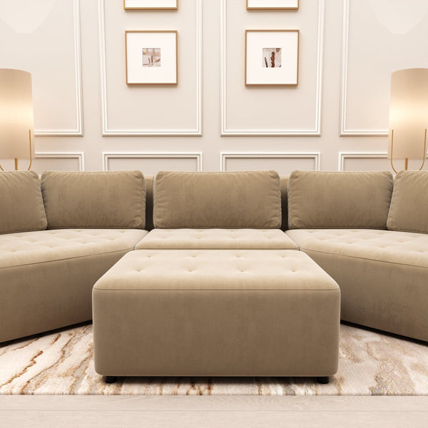 Cuddle Luxury Latte Velvet Footstool MTO Sofa 