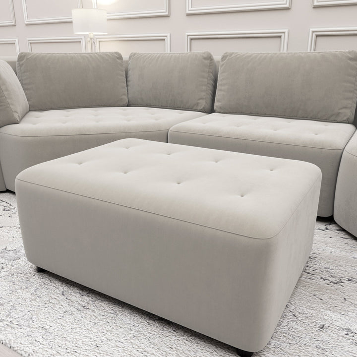 Cuddle Luxury Mist Grey Velvet Footstool MTO Sofa 