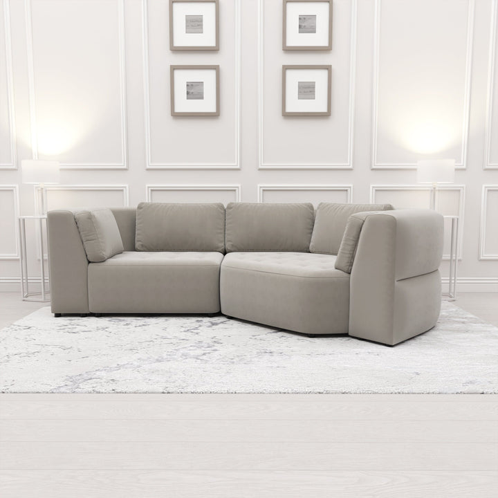 Cuddle Luxury Mist Grey Velvet Medium Sofa MTO Sofa 