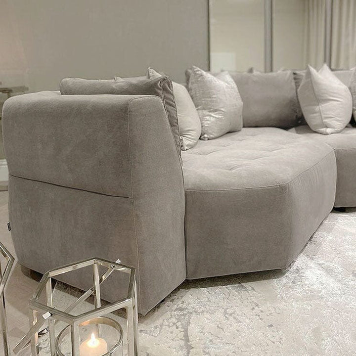 Cuddle XL Luxury Mist Grey Angled Corner Sofa Made to Order Sofa 